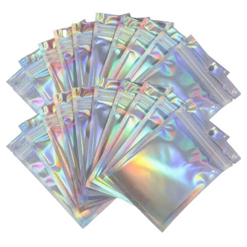 우아여우 오로라 홀로그램 지퍼백 선물 포장 100p 5종, 10.5x15, 100개