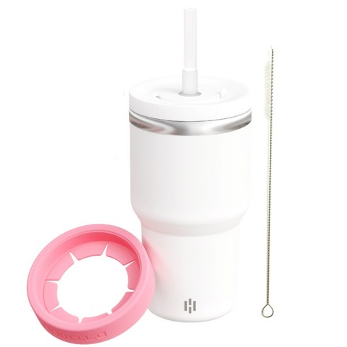 해밀로 슬리블러 아이스커피 텀블러 스텐 보온 보냉, 핑크, 1개, 740ml
