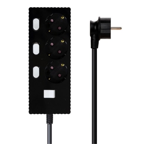 파워존 자동소화 4000W 고용량 웨이브 개별스위치 과부하차단 3구 멀티탭 50cm 1.5m 3m 5m 7m, 자동소화 개별스위치 3구 3m 블랙, 1개, W9ME330BK