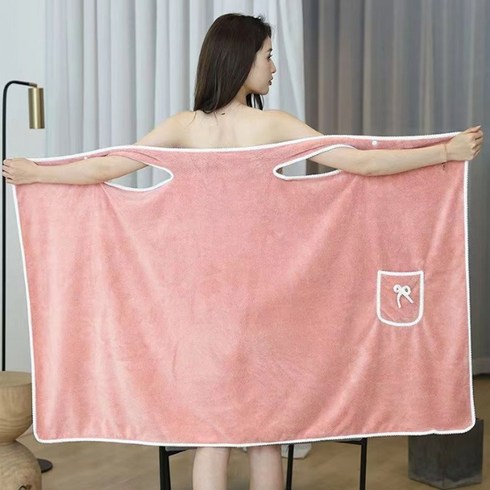 다정다감 여성 똑딱이 샤워가운, 핑크, 1개