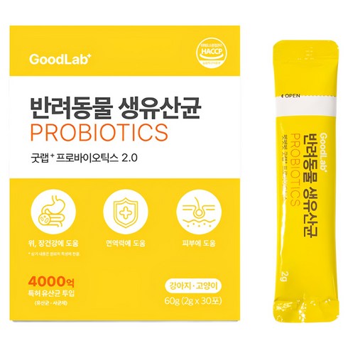 펫펫펫 강아지 유산균 고양이 생유산균 프로바이오틱스 굿랩 30p, 30회분, 장건강/유산균, 1개