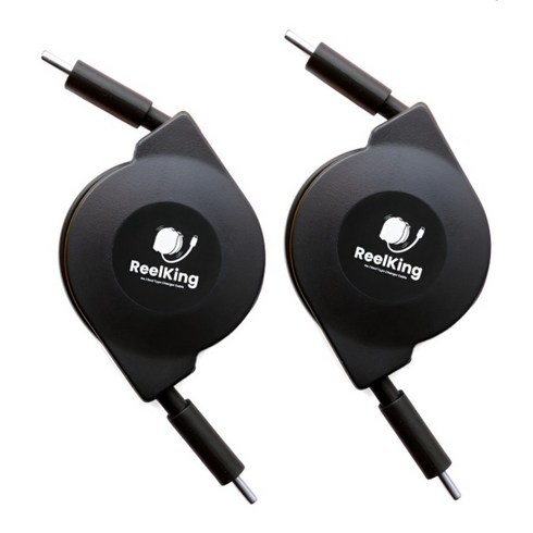 Reelking 자동감김 CtoC 초고속 C타입 60W PD 릴케이블 데이터전송, 1m, 블랙, 2개