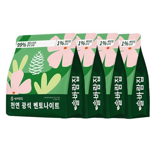 솔바람집 고양이 모래 벤토나이트 미네랄 광물 모래 엑스트라 스트롱, 무향, 24개, 2kg