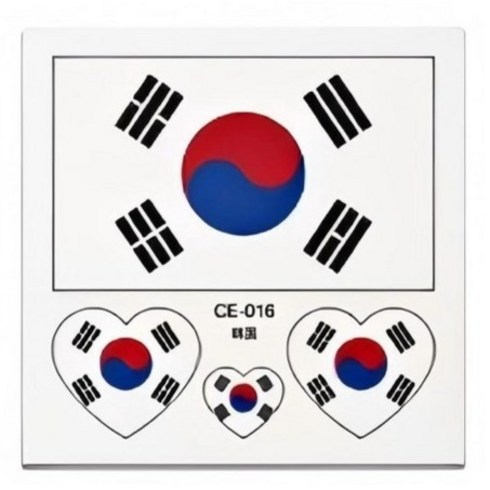 바이조이 대한민국 태극기 물타투 응원 타투스티커 10P, 1세트, 화이트