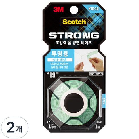 스카치 초강력 투명 폼 양면테이프 19mm x 1.5m, 2개