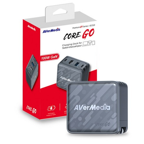 에버미디어 Charging Dock CORE GO 외장형 멀티어댑터, 블랙, GC313