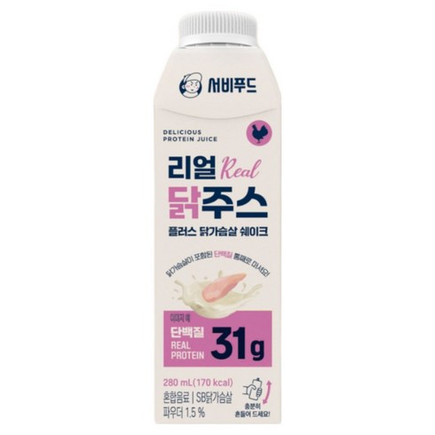 서비푸드 리얼닭주스 플러스 280ml x 18ea(세트) 마시는 프로틴, 18회분, 1세트