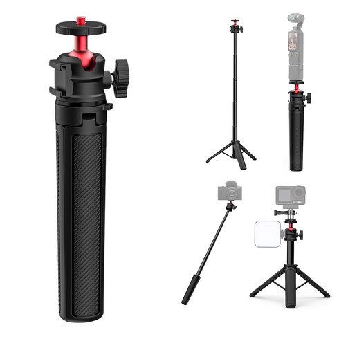 360도 회전 접이식 지퍼벌 삼각대 - OSMO Pocket 3/Insta360 X5/OSMO 360 호환 액션캠 3 in 1 휴대용 셀피봉, 1개, 55cm 삼각대
