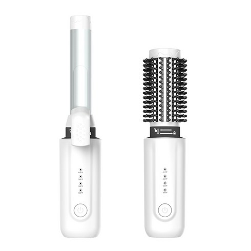 WINFINE 휴대용 무선 빗고데기 미니 2in1 앞머리 볼륨 뿌리볼륨, 화이트
