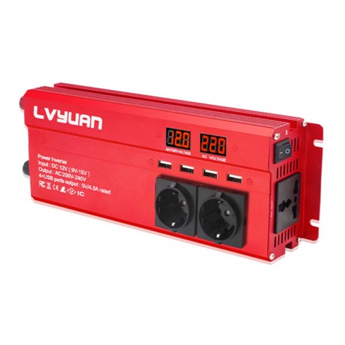 루앤 유사계단파 차량용 2000W 인버터 220V 60hz 한국형 KC인증, 1개, 레드 용량 2000W 전압 24V