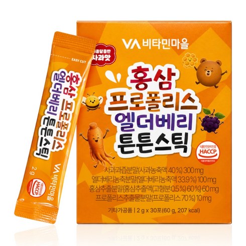 비타민마을 홍삼 프로폴리스 엘더베리 튼튼스틱, 1개, 60g