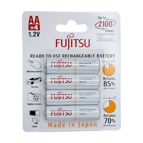 후지쯔 HR-3UTCEX(4B) 충전 배터리 2000mAh AA 4알 충전지 정품, 1세트