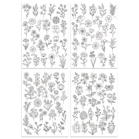 1세트 꽃 패턴 수공 재봉 수용성 자수 종이 안정기 297x210mm, 1개, 하얀색