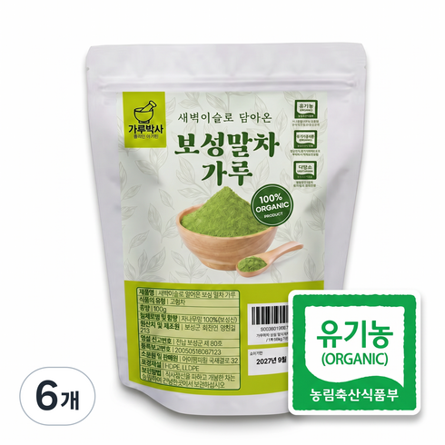 가루박사 보성 말차가루 유기농 100% 지퍼백, 6개, 1개입, 100g