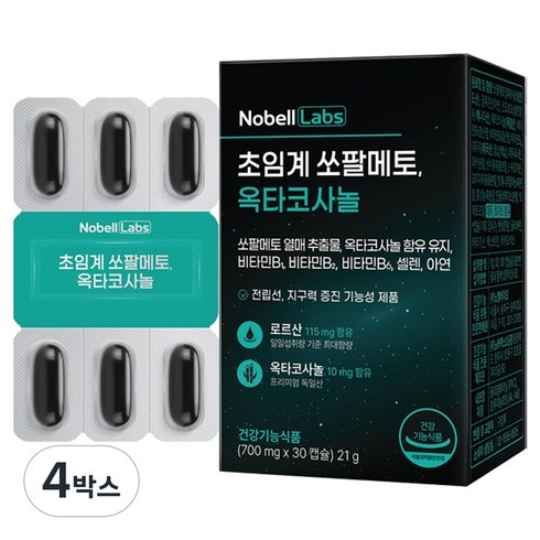 노벨랩스 초임계 쏘팔메토 옥타코사놀 전립선 건강 영양제, 30정, 4개