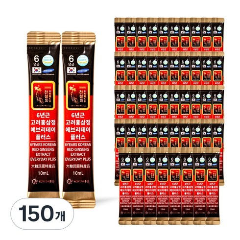 6년근 홍삼 스틱 진액 실속형 끝판왕 에브리데이 플러스, 150개, 10ml