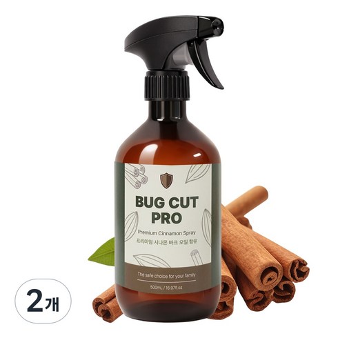 버그컷프로 천연오일 원액 계피 시나몬 스프레이 피톤치드 편백스프레이 유칼립투스, 500ml, 2개, 계피 스프레이