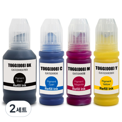 모노테크 엡손 호환잉크 세트 T06G, 2세트, 검정+파랑+빨강+노랑