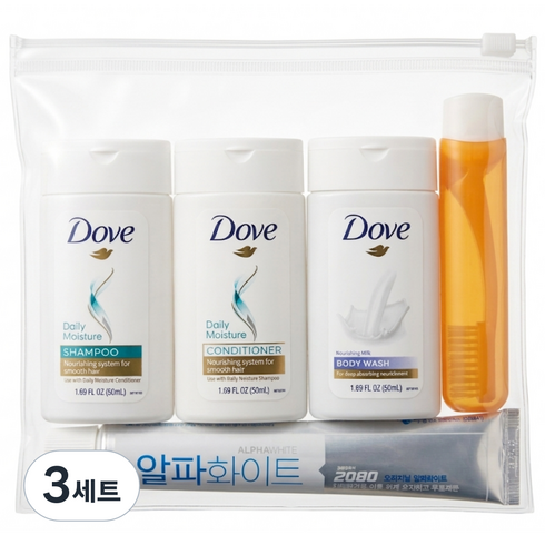 [엠디몰] 도브 여행용 5종세트 지퍼백포함, 3세트