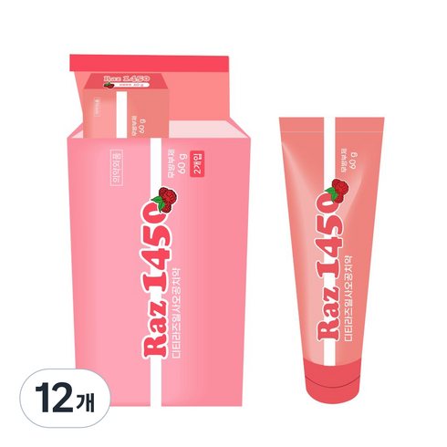 디티라즈 1450 어린이 고불소치약 라즈베리향 2세이상, 60g, 12개