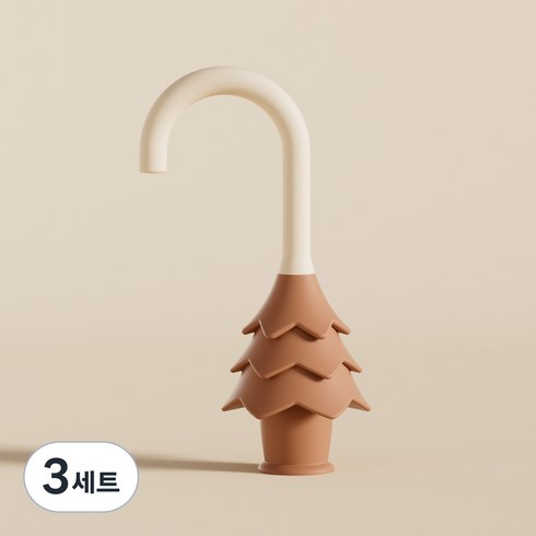 [1+1] 문틈 손끼임방지 트리모양 실리콘 도어스토퍼 / 어린이 안전도어가드, 3세트, 베이지/브라운