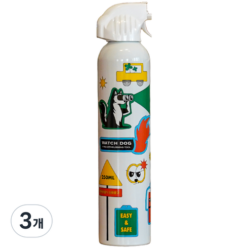 와치독 스프레이식 소화기 가정용 주방용 캠핑용 에어로졸식 화이트키치 소화용구, 3개, 250ml