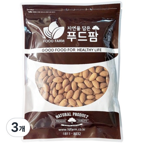 푸드팜 볶음 아몬드 캘리포리아, 500g, 3개