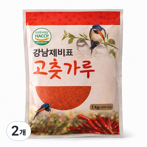 고춧가루 중간굵기 김장용 한식용 양념용 매운맛, 2개, 1kg