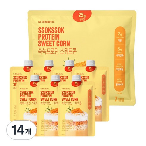 닥터엘리자베스 쏙쏙 프로틴 스위트콘 고단백 저당 식사대용 쉐이크, 14개, 45g