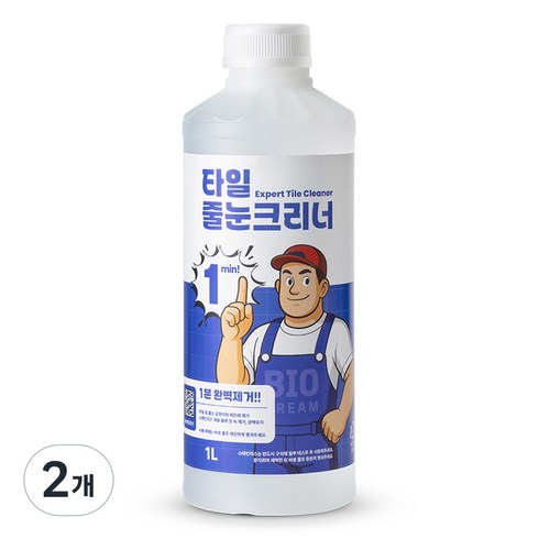 욕실 타일세정제 물때제거 줄눈청소 화장실 변기 세면대 청소 타일크리너, 2개, 1L