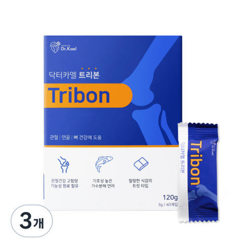닥터카엘 트리본 강아지 관절 영양제 슬개골 고함량, 3개, 뼈/관절강화, 40정