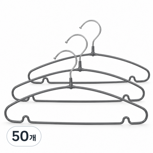 NOVALIVE 논슬립 PVC 코팅 철제 옷걸이 슬림형 그레이 40cm, 회색, 50개