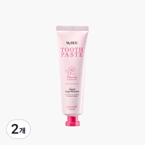 마이비 키즈 디어얼스 치약 딸기향, 70g, 2개