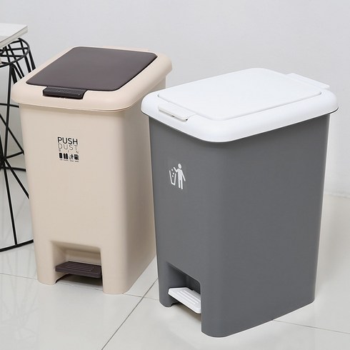 네이쳐리빙 투 웨이 빈 페달 휴지통 20L, 베이지
