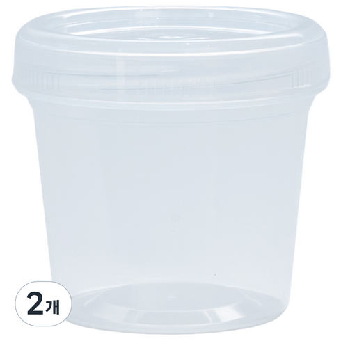 리밀 다용도 플라스틱 원형 스크류 밀폐 소분 용기 반찬통 슬라임통 세트 92파이 350ml 대, 2개, 30개입