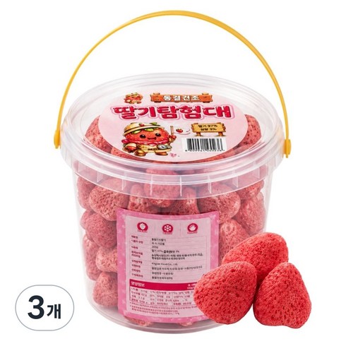 딸기탐험대 동결건조 딸기칩 새콤달콤 밸런스 화학첨가물 제로 아이들이 좋아하는 영양간식, 3개, 200g