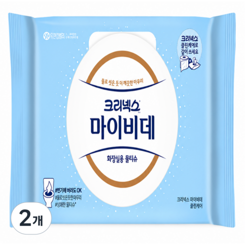 비데티슈 마이비데 휴대용 물티슈 화장실용 생분해 변기투입가능, 55g, 46매, 2개