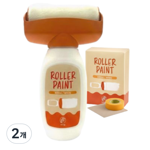 바다봄 셀프페인팅 롤러 일체형 외벽 베란다 보수용 롤러페인트, 화이트, 500ml, 2개