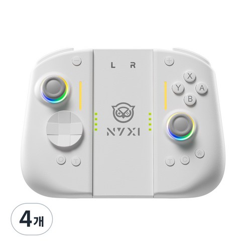 NYXI 하이페리온 3 switch 2 스위치2 전용 무선 컨트롤러 2세대 서드파티 9축 자이로 홀 이펙트 조이스틱 풀 기계식 버튼 듀얼 후면 버튼 진동 조절, 4개, 화이트, NJ22