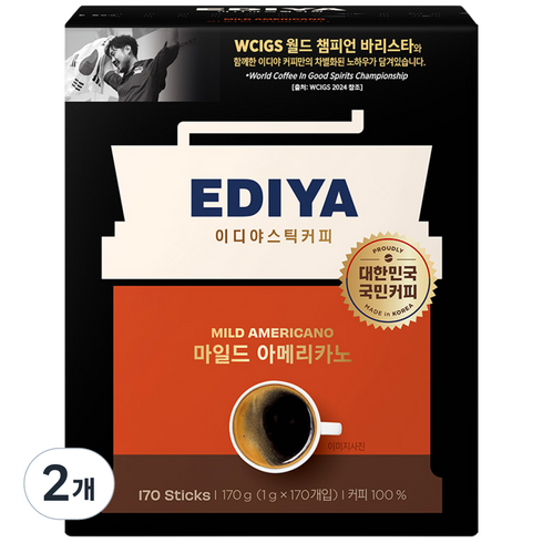 이디야 마일드 아메리카노 원두커피믹스, 1g, 170개입, 2개