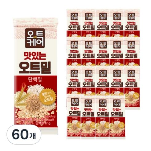 오트케어 맛있는 오트밀 단백질 낱봉팩, 60개, 50g