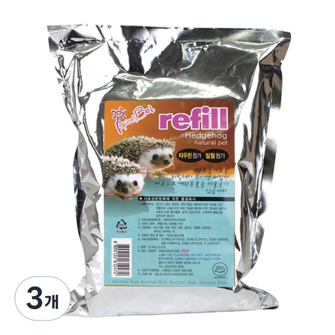 애니멀밥 고슴도치 사료 리필, 600g, 3개