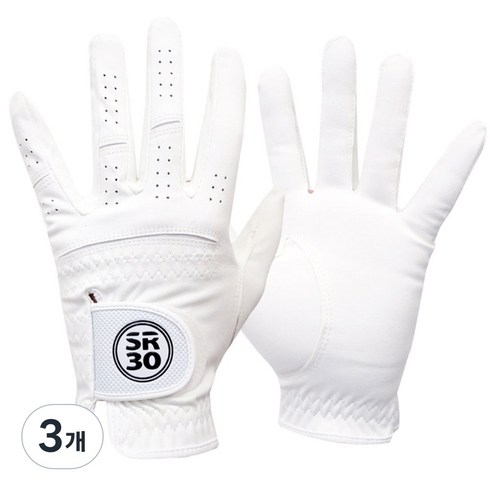 SR30 남성용 스페셜 극세사 합피 골프장갑 왼손착용 3p, 화이트, 3개