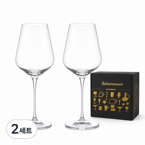 Solunasuwa 대용량 레드와인잔 2P 선물세트, 2세트, 560ml