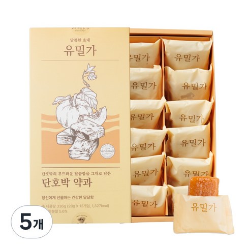 유밀가 무설탕 수제 단호박 약과 12개입, 336g, 5개