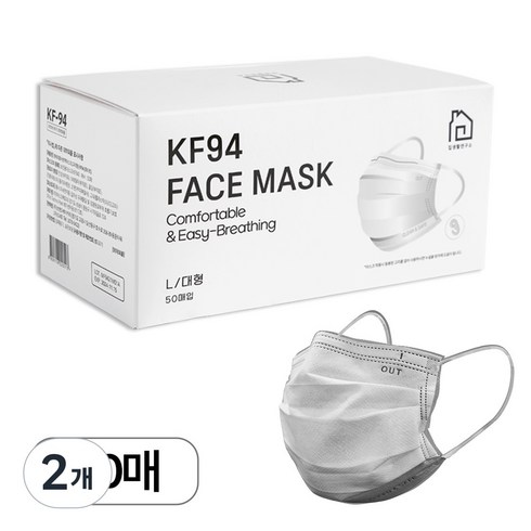 집생활연구소 덴탈형 마스크 대형 KF94 벌크형, 50개입, 2개, 화이트
