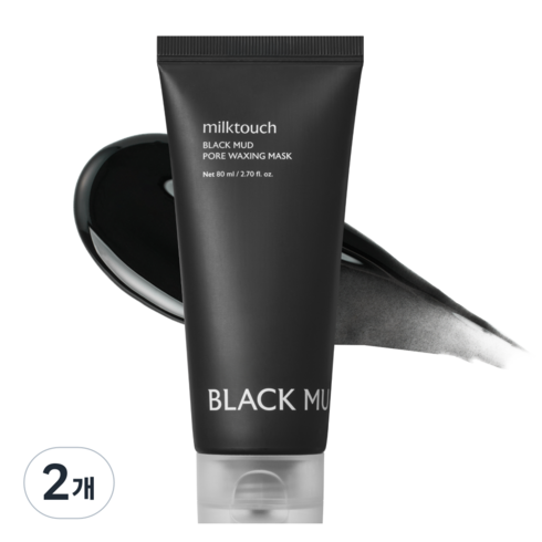 밀크터치 블랙 머드 포어 모공 피지 속모증 왁싱 마스크팩 가시털 정체 대용량 80ml, 2개, 1개입