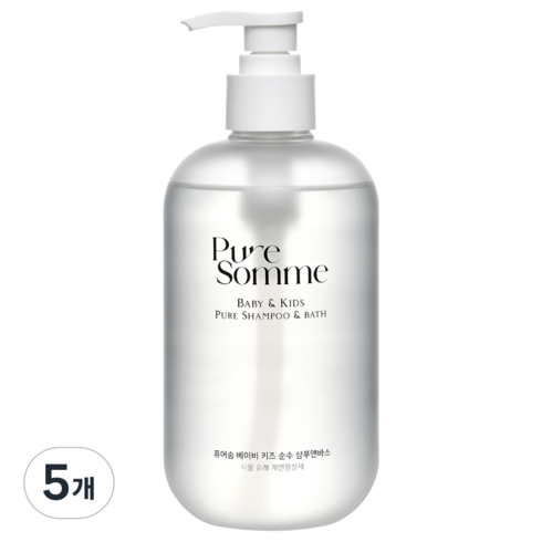 [화해1위] 퓨어솜 베이비 키즈 민감성 보습 아토 케어 순수 샴푸앤바스, 5개, 500ml