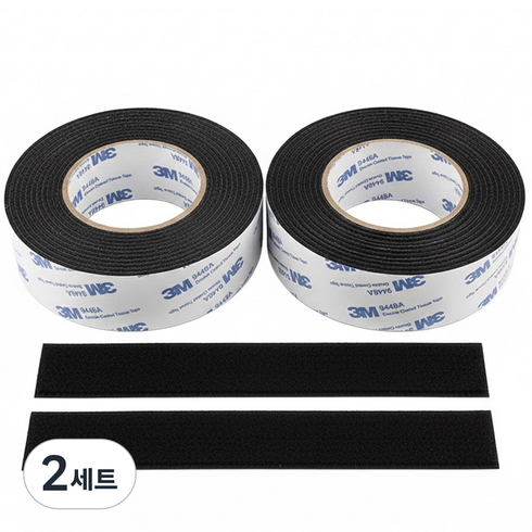 ETShop 대형 벨크로 테이프 암수세트 블랙 10cm x 1m, 2세트