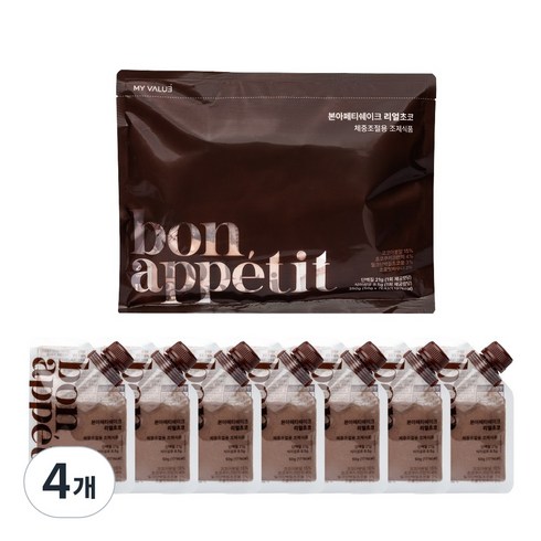 본아페티 단백질쉐이크 파우치 다이어트 식사대용 체중조절식 초코맛 프로틴 50g 7팩, 350g, 4개